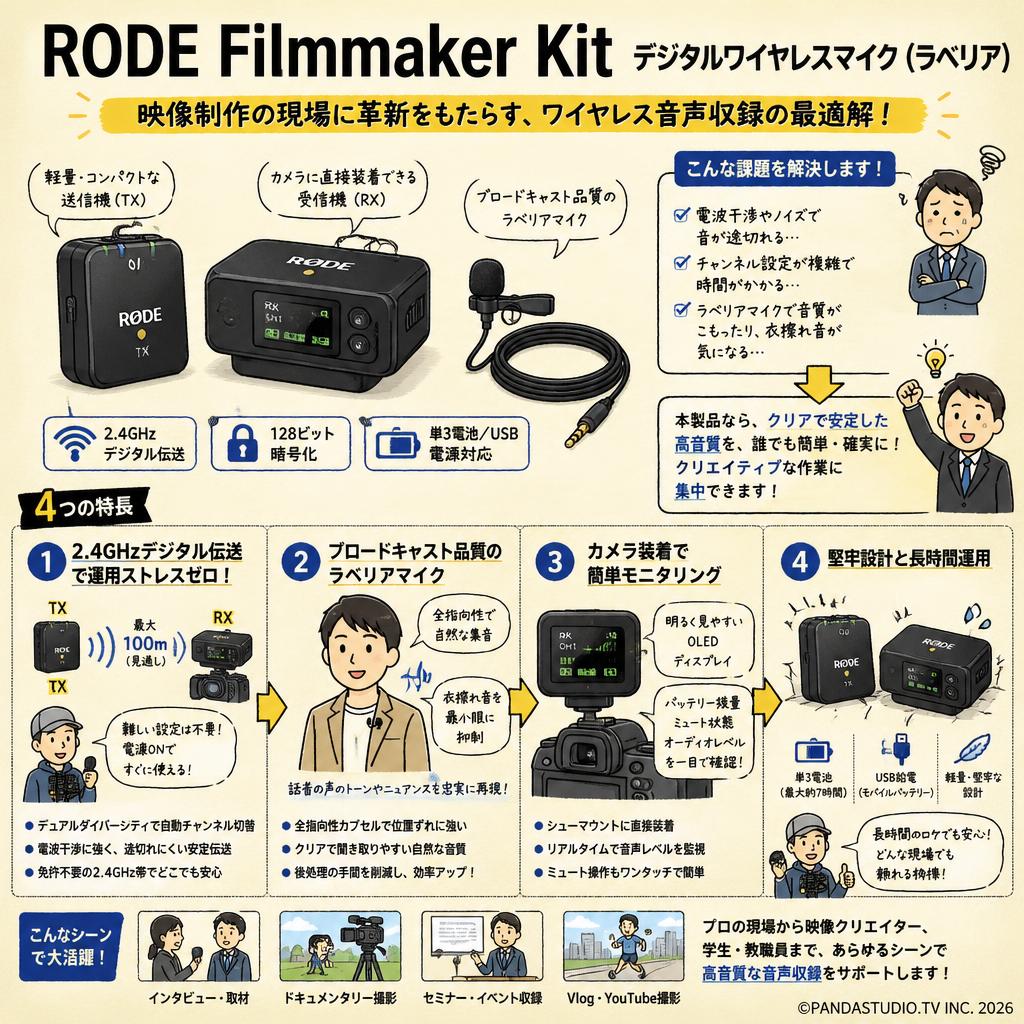 RODE Filmmaker Kit デジタルワイヤレスマイク（ラベリア） 概要