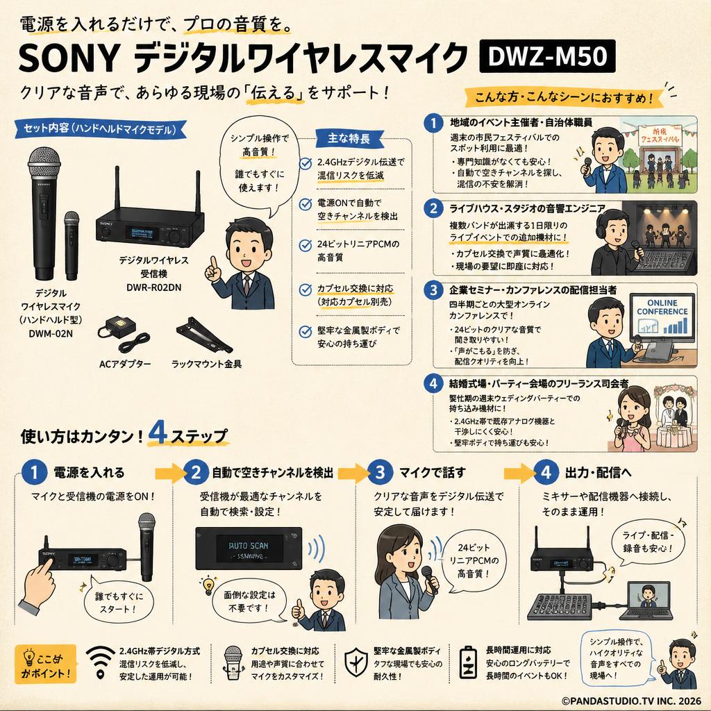 SONY デジタルワイヤレスマイク  DWZ-M50 おもな対象のお客様
