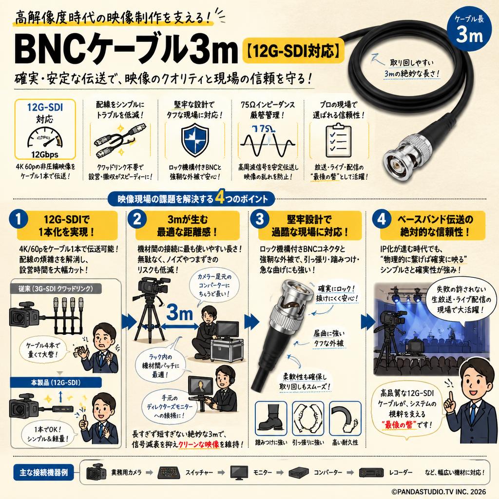 BNCケーブル3m【12G-SDI対応】 概要