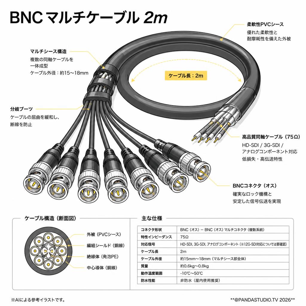 BNCマルチケーブル 2m スペック