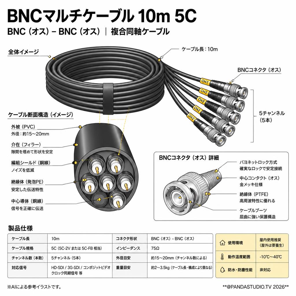 BNCマルチケーブル 10m 5C スペック
