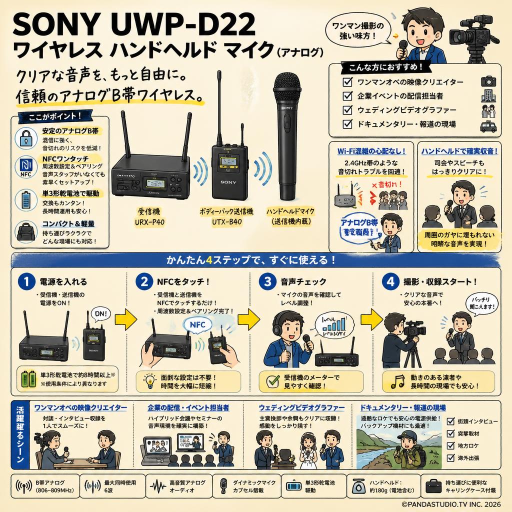 SONY UWP-D22 ワイヤレス ハンドヘルド マイク（アナログ） おもな対象のお客様