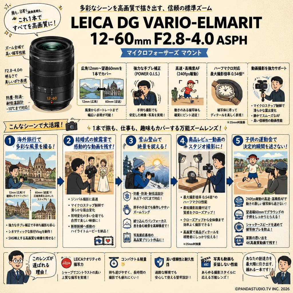 Panasonic LEICA DG VARIO-ELMARIT 12-60mm F2.8-4.0 ASPH マイクロフォーサーズ マウント 用途