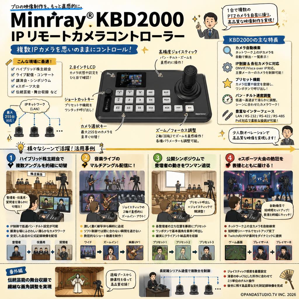 Minrray®︎ KBD2000 IP リモートカメラコントローラー 用途