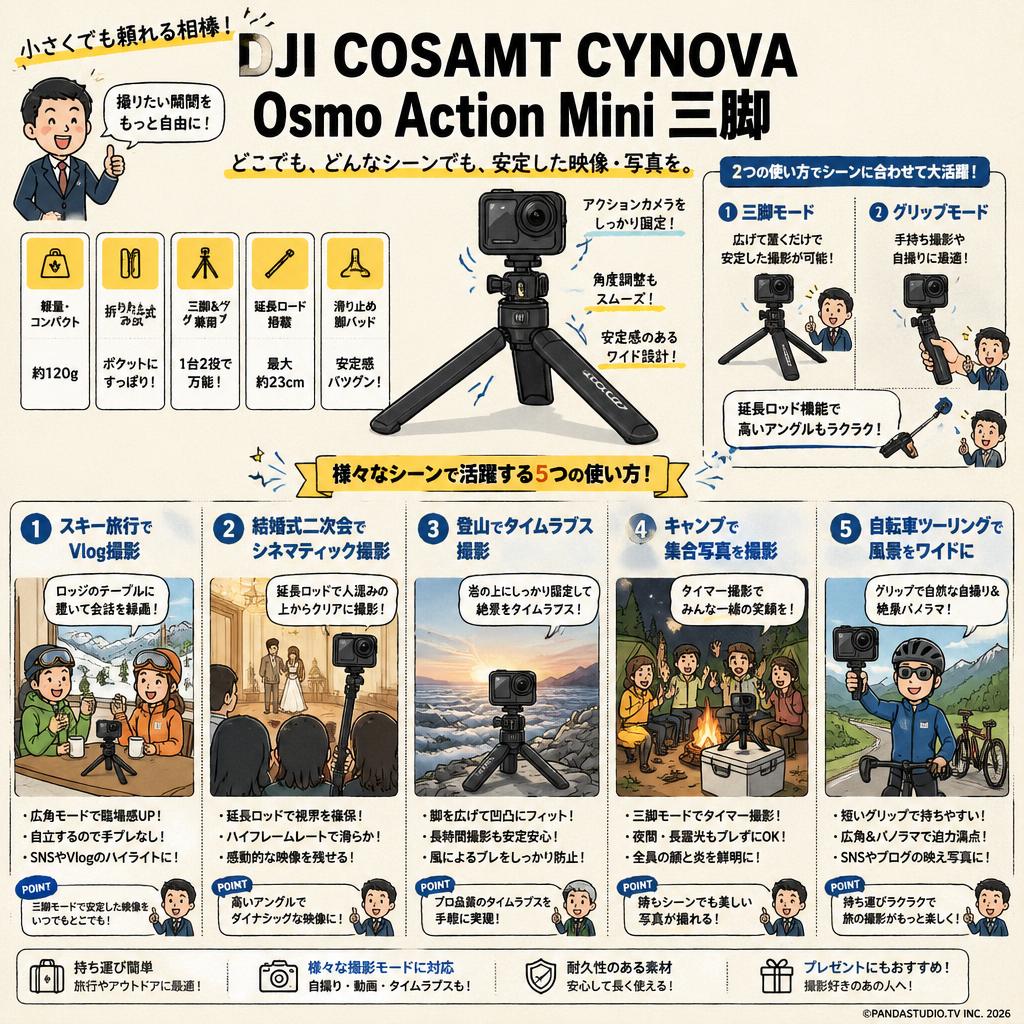 DJI COSAMT CYNOVA Osmo Action Mini tripod 用途