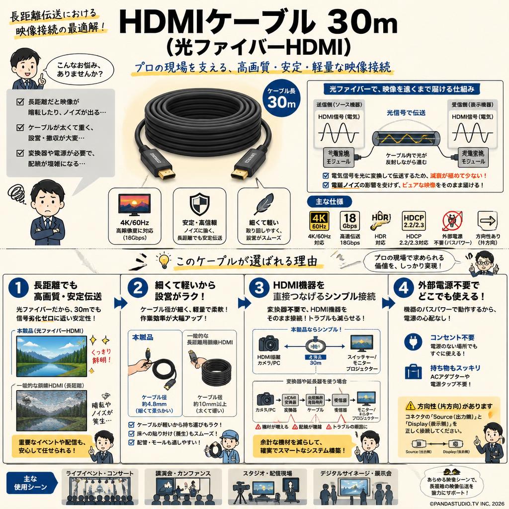 HDMIケーブル 30m （光ファイバーHDMI） 概要