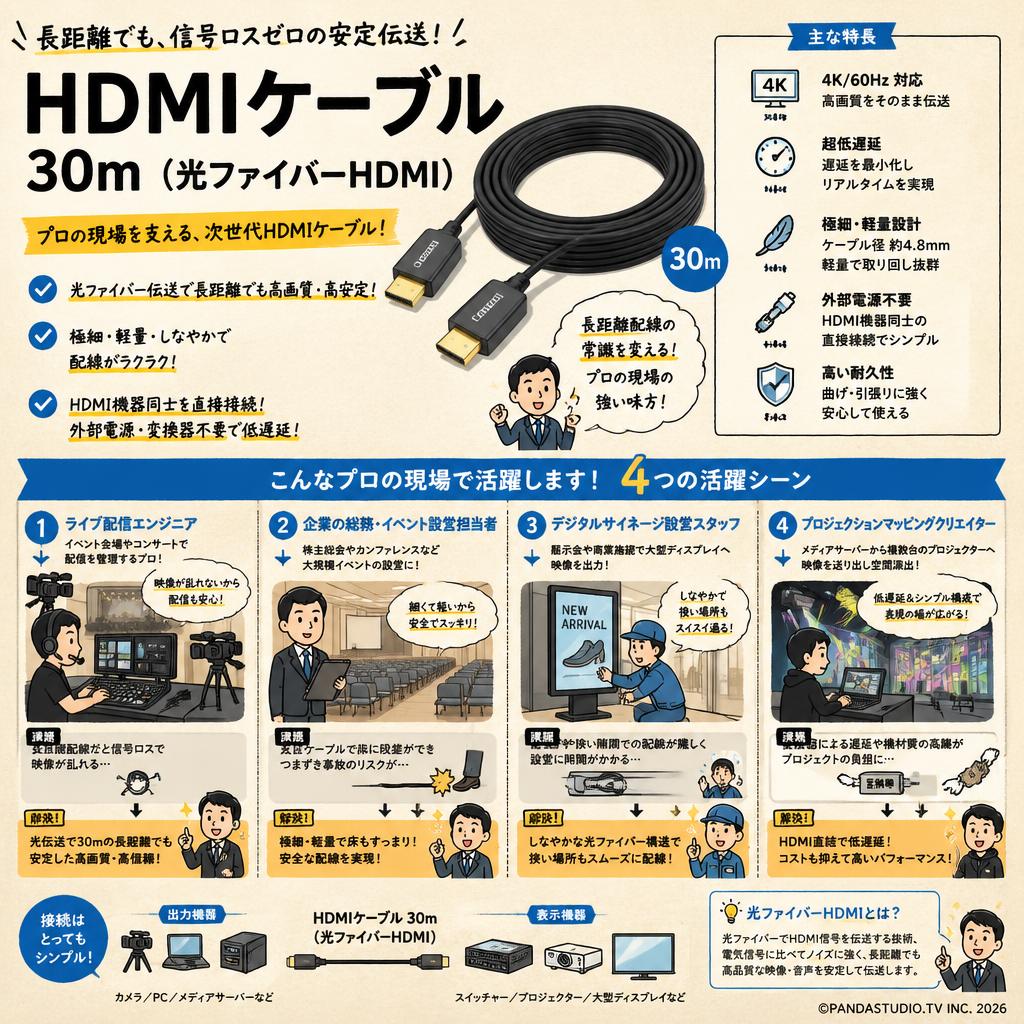HDMIケーブル 30m （光ファイバーHDMI） おもな対象のお客様