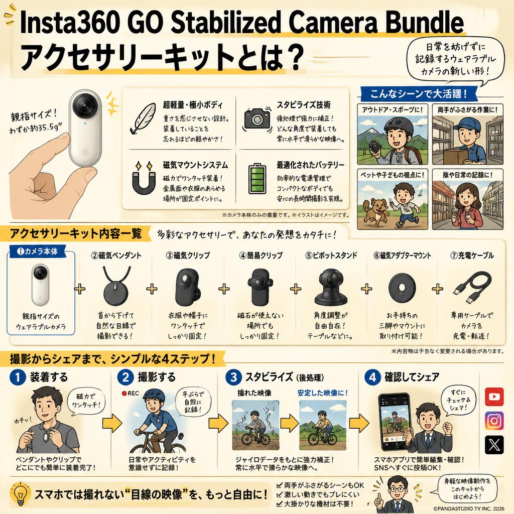 Insta360 GO Stabilized Camera Bundle アクセサリーキット 概要