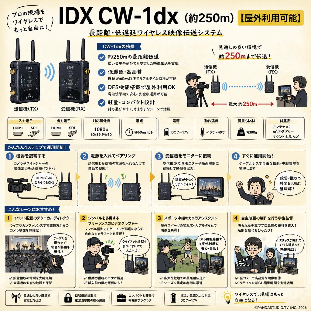 IDX CW-1dx （約250m）【屋外利用可能】 おもな対象のお客様