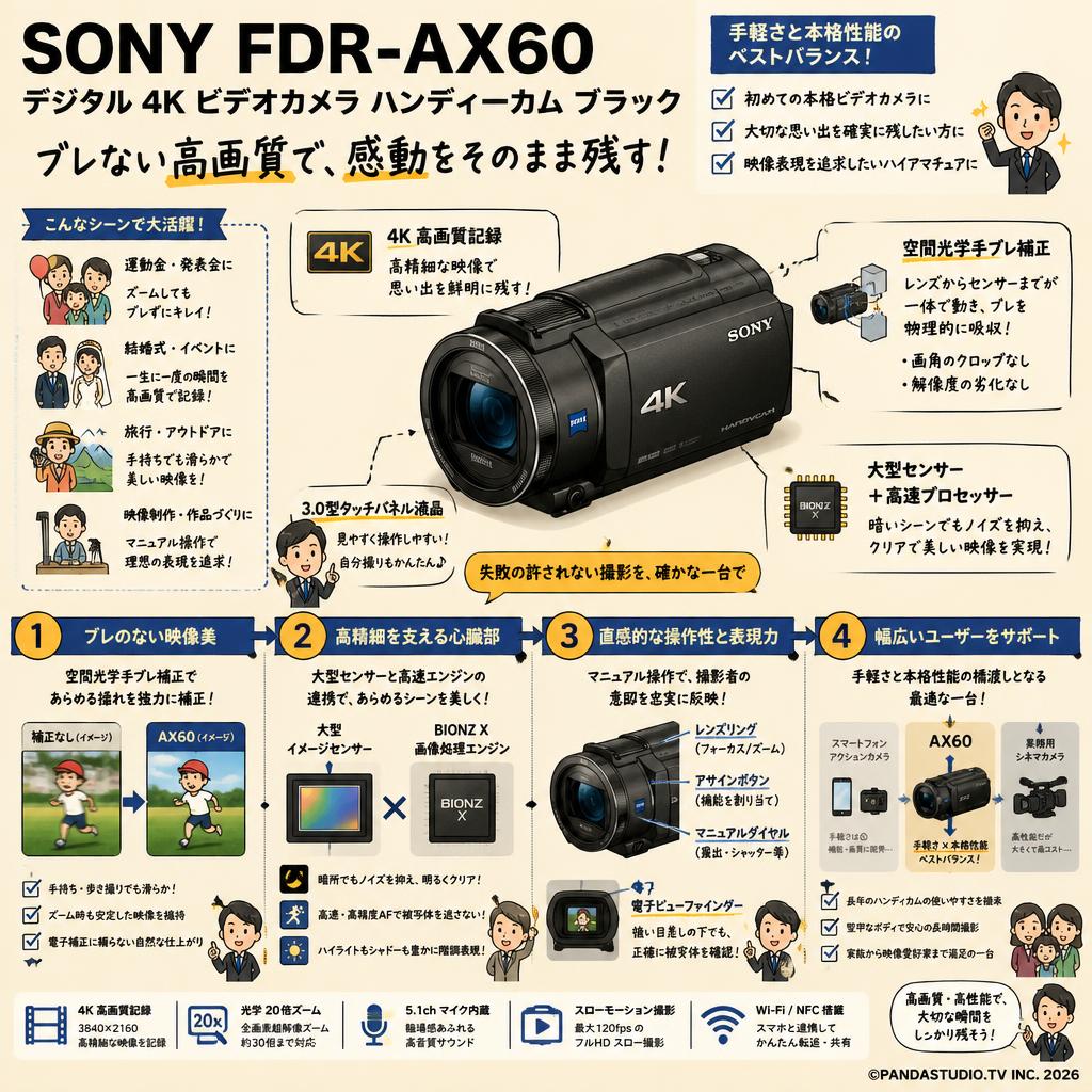 SONY FDR-AX60 デジタル４Kビデオカメラ ハンディーカム ブラック 概要