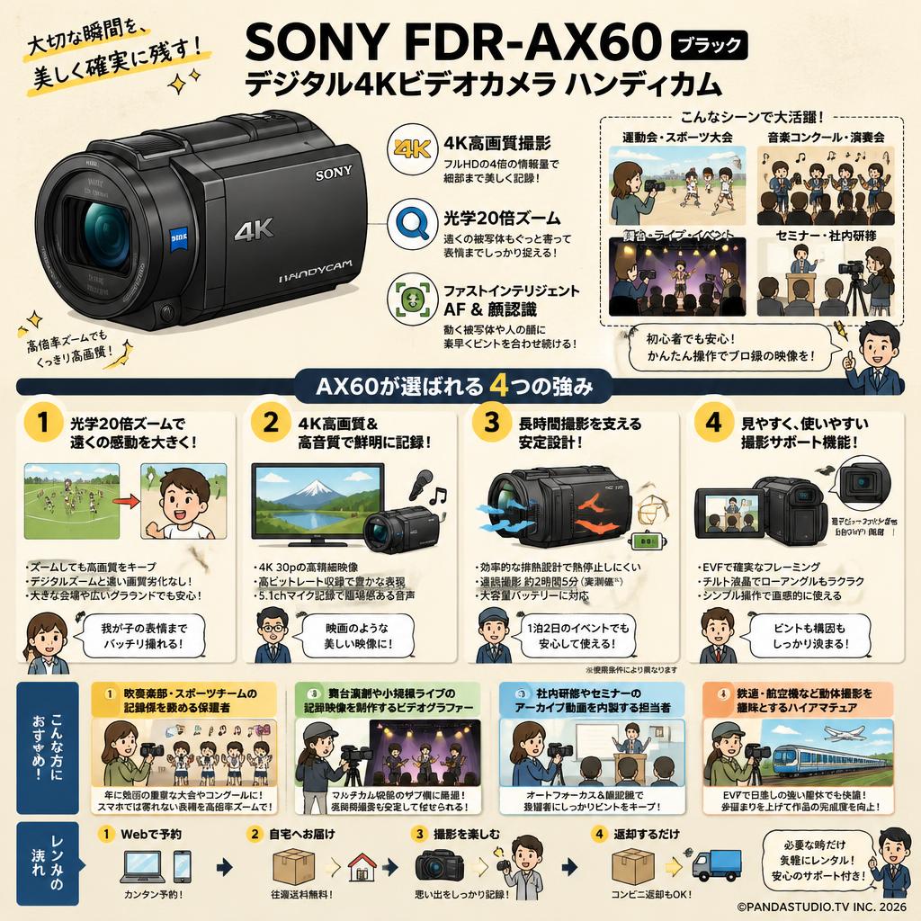 SONY FDR-AX60 デジタル４Kビデオカメラ ハンディーカム ブラック おもな対象のお客様