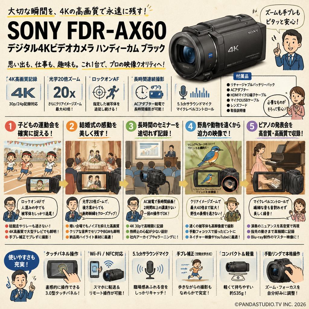 SONY FDR-AX60 デジタル４Kビデオカメラ ハンディーカム ブラック 用途