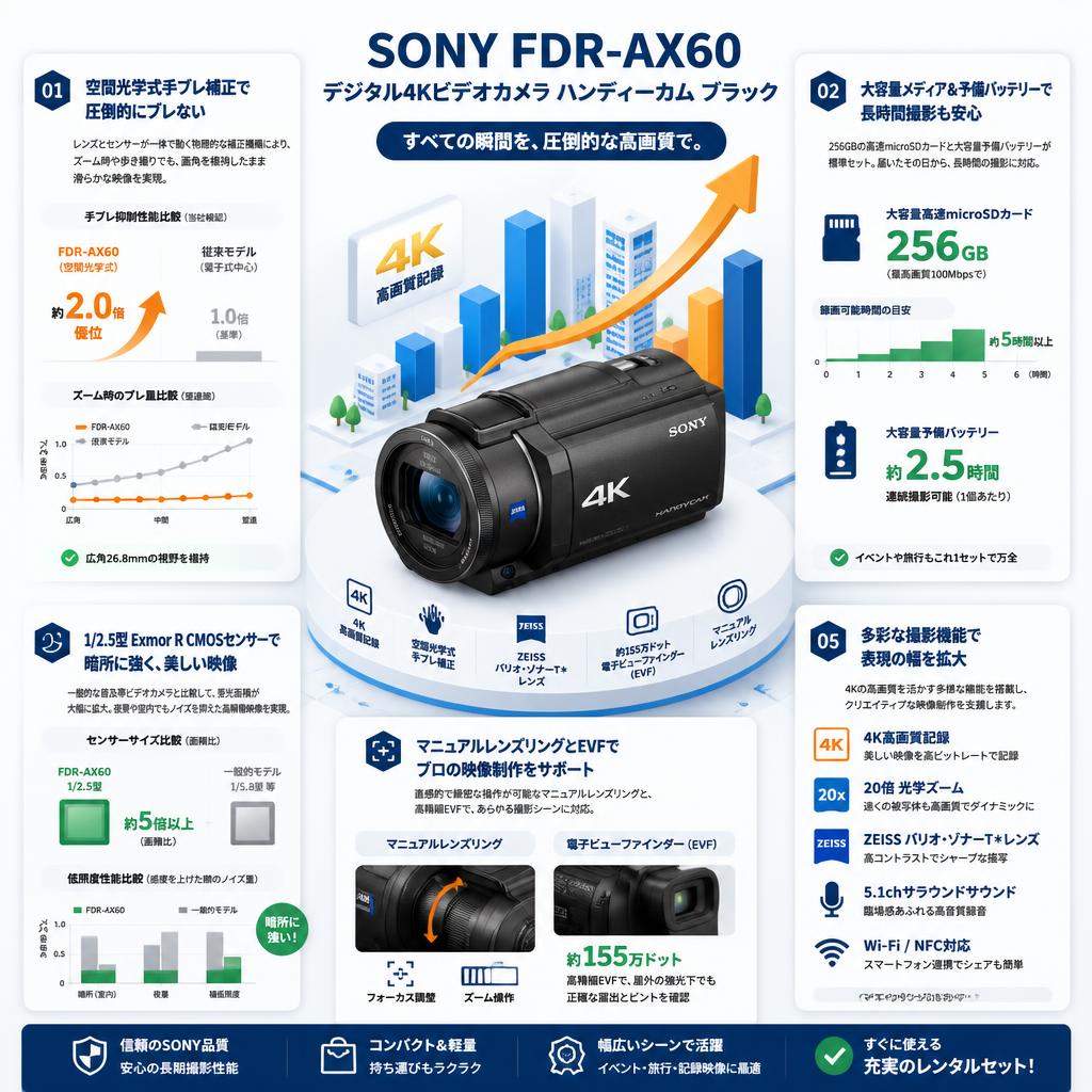 SONY FDR-AX60 デジタル４Kビデオカメラ ハンディーカム ブラック セールスポイント