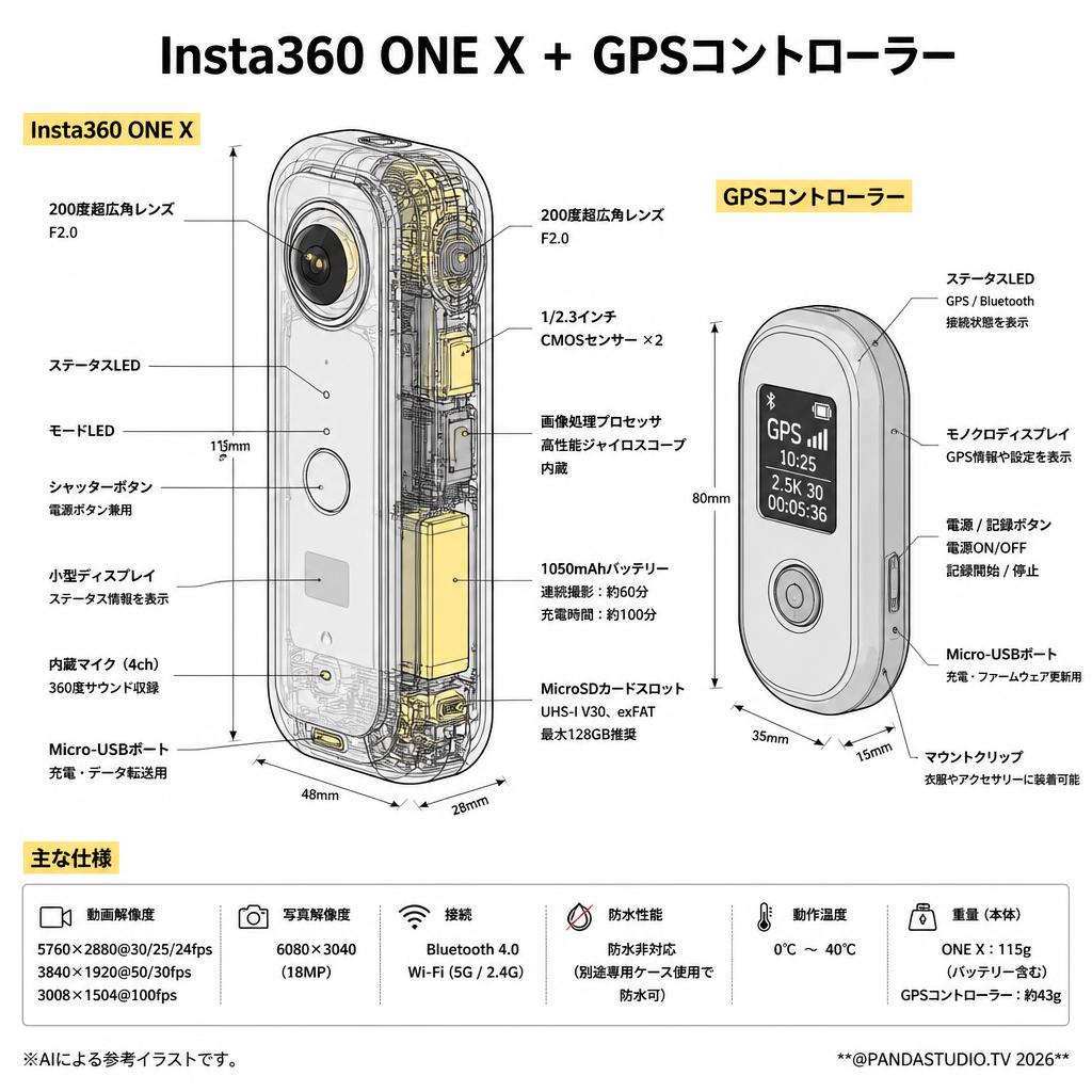 Insta360 ONE X + GPSコントローラー スペック