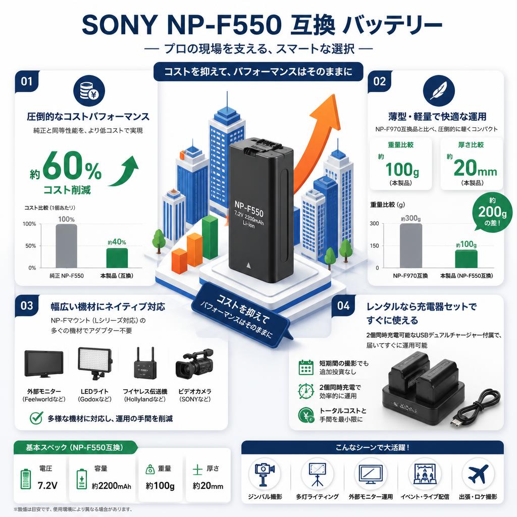 SONY NP-F550 互換 バッテリー セールスポイント