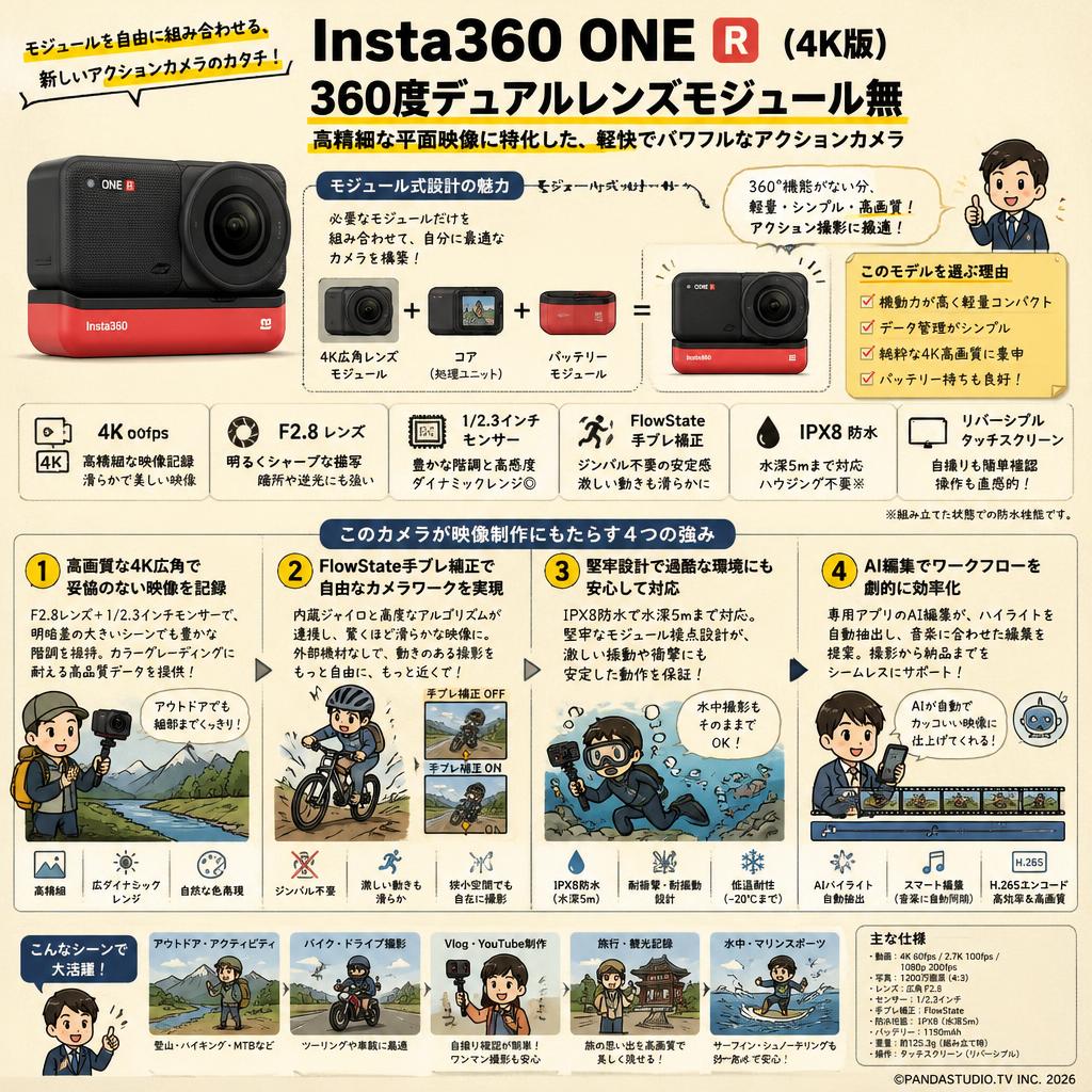 Insta360 ONE R （4K版）【360度デュアルレンズモジュール無】 概要