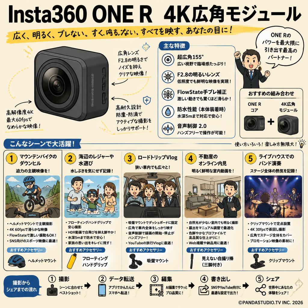Insta360 ONE R 4K広角モジュール 用途