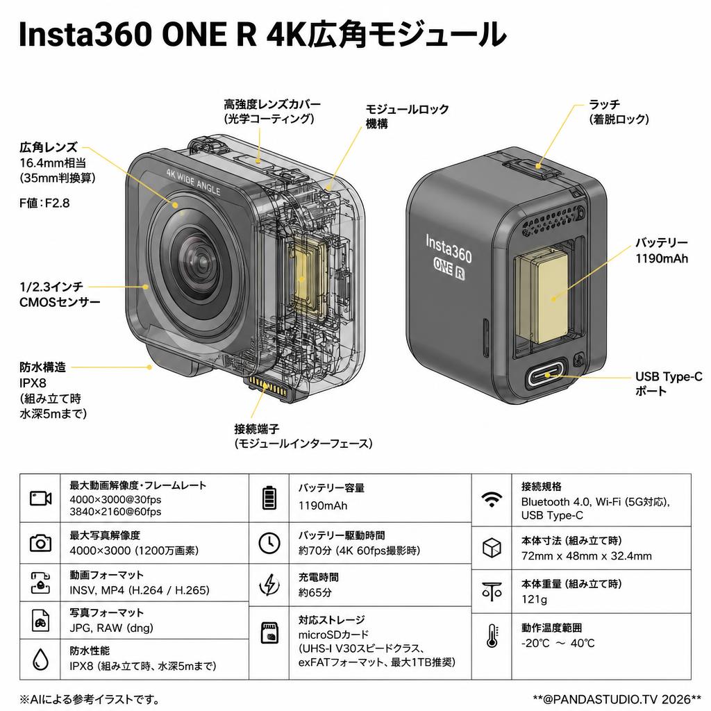 Insta360 ONE R 4K広角モジュール スペック