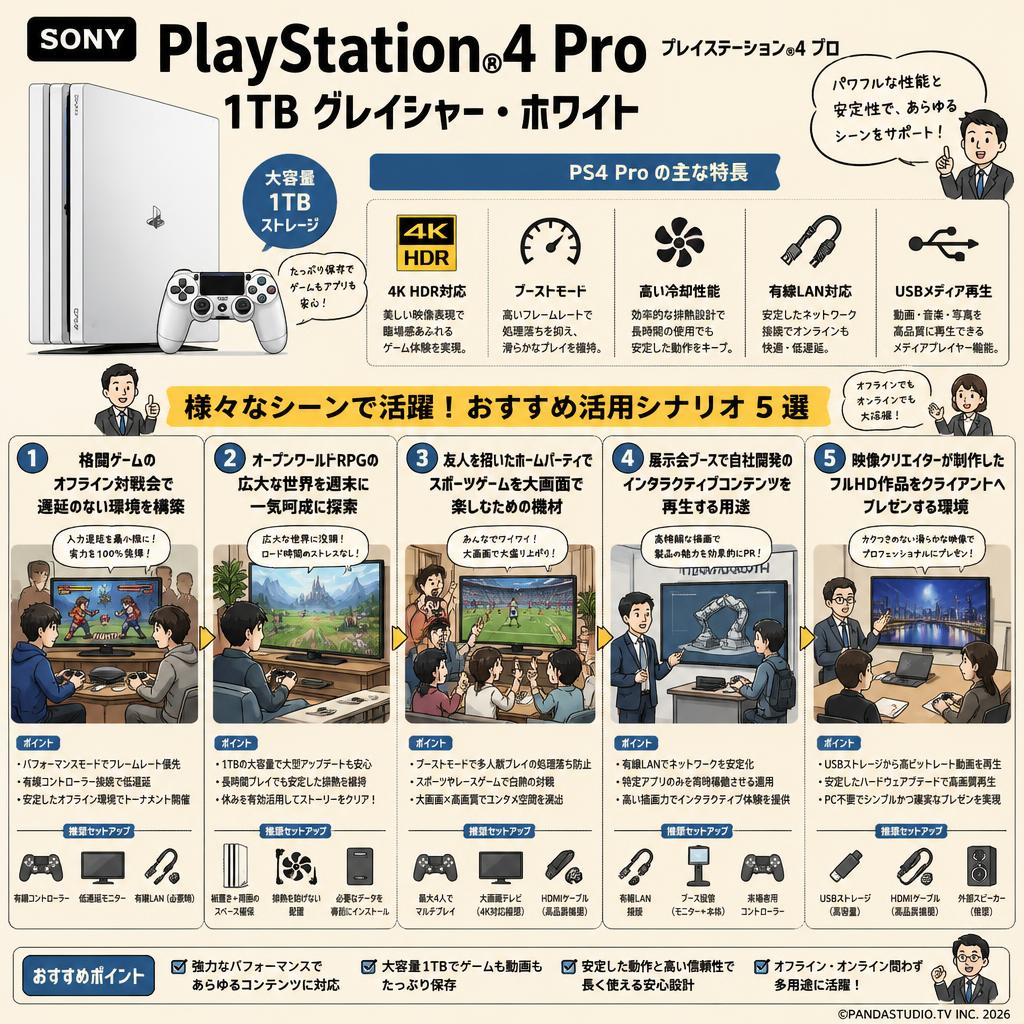 SONY PlayStation 4/プレイステーション4 Pro  1TB グレイシャー・ホワイト 用途