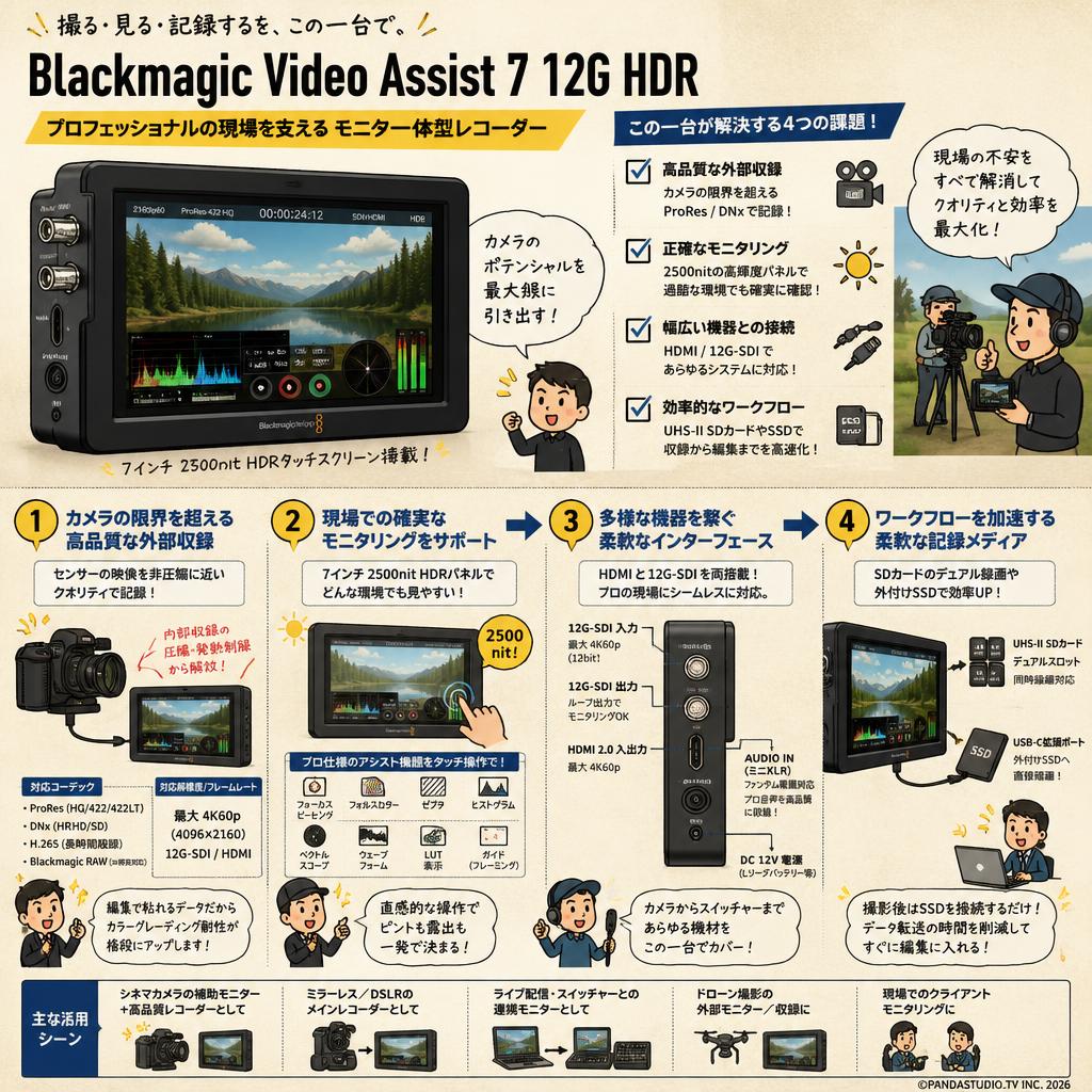 Blackmagic Video Assist 7 12G HDR  (4K60Pレコーダー 録画機) 概要