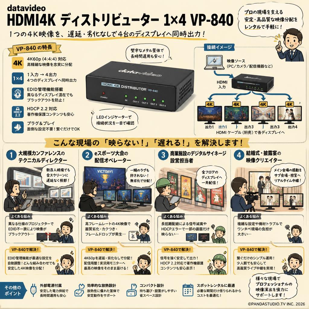 datavideo HDMI4K ディストリビューター 1×4 VP-840 おもな対象のお客様