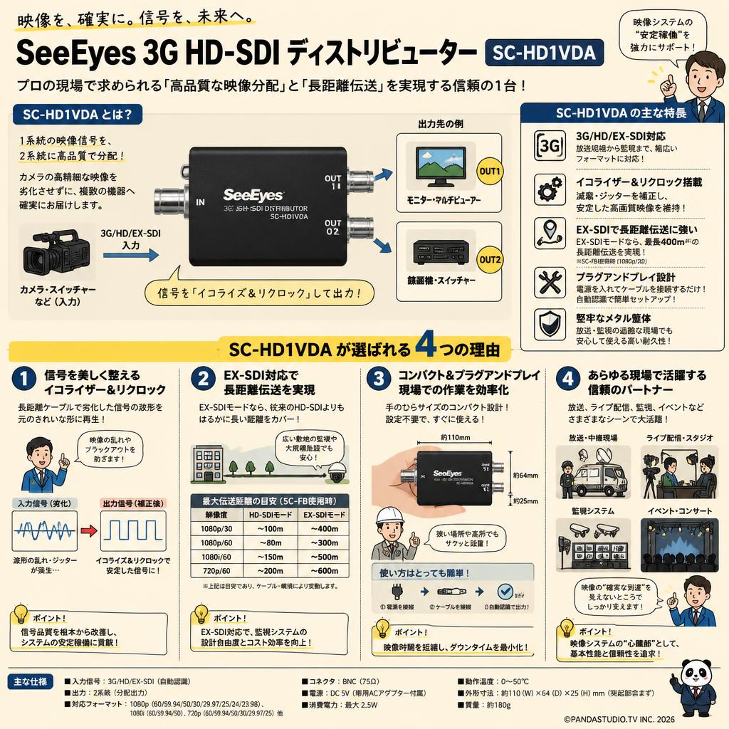 SeeEyes 3G HD-SDI ディストリビューター SC-HD1VDA 概要