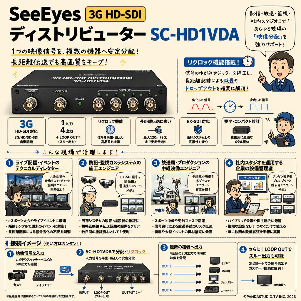 SeeEyes 3G HD-SDI ディストリビューター SC-HD1VDA おもな対象のお客様
