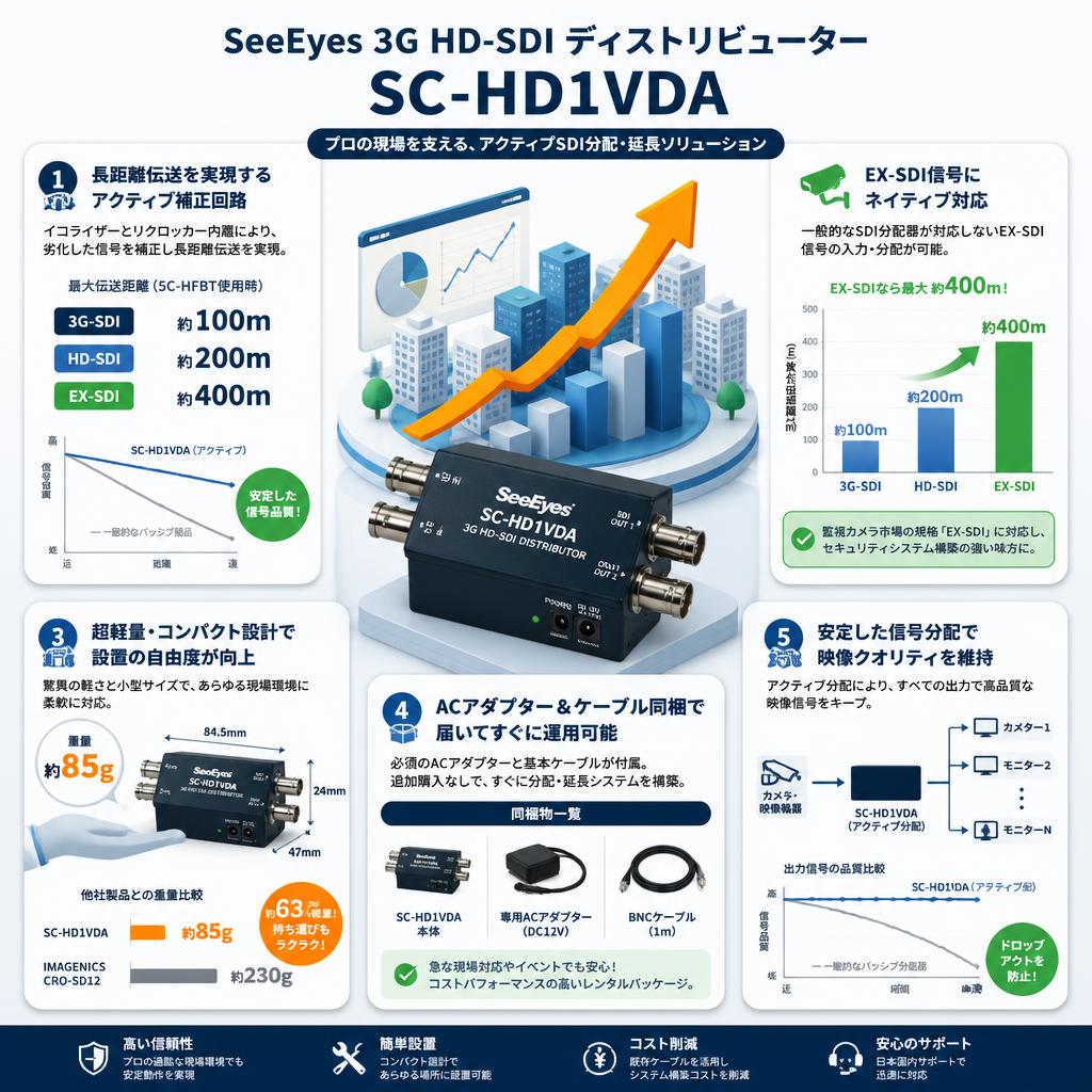 SeeEyes 3G HD-SDI ディストリビューター SC-HD1VDA セールスポイント