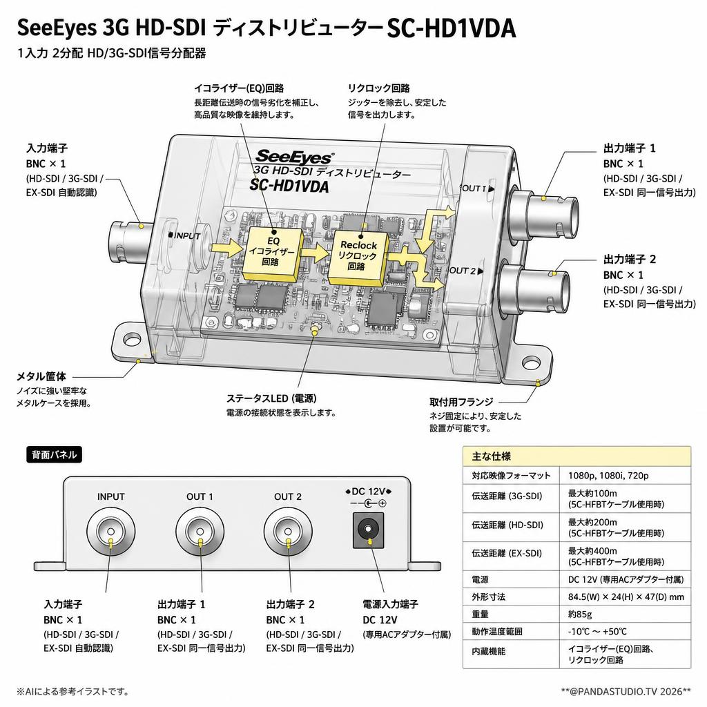 SeeEyes 3G HD-SDI ディストリビューター SC-HD1VDA スペック