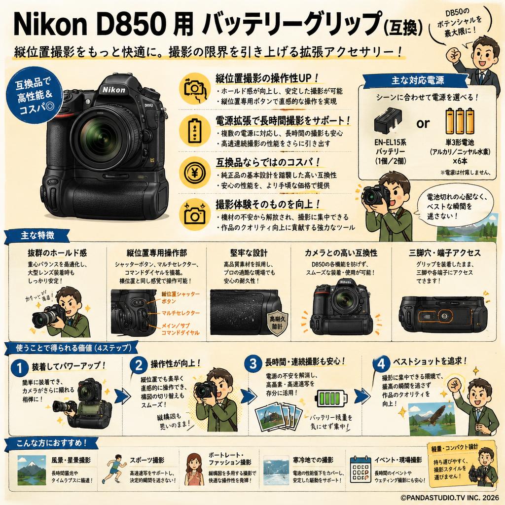 Nikon D850 用 バッテリーグリップ（互換） 概要