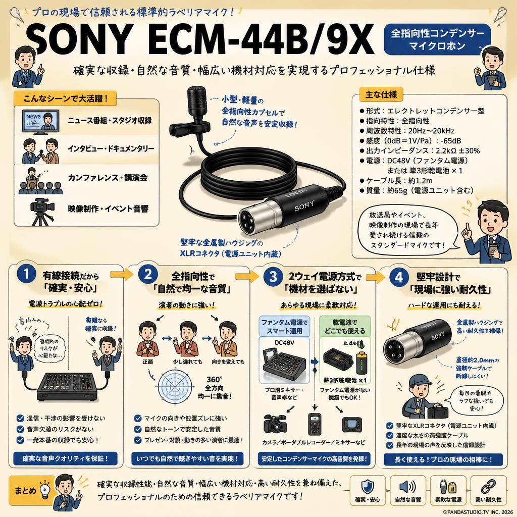SONY ECM-44B/9X 全指向性コンデンサーマイクロホン 概要