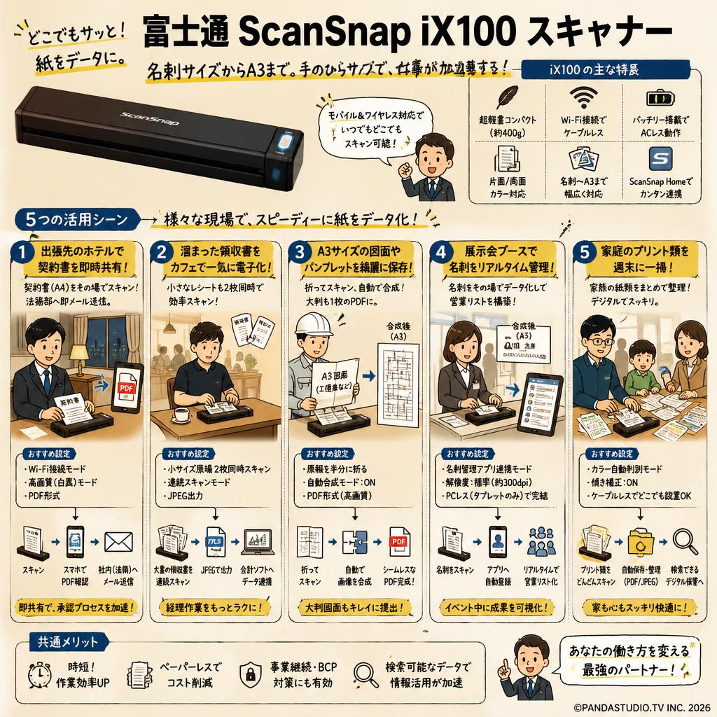富士通 ScanSnap iX100 スキャナー 用途