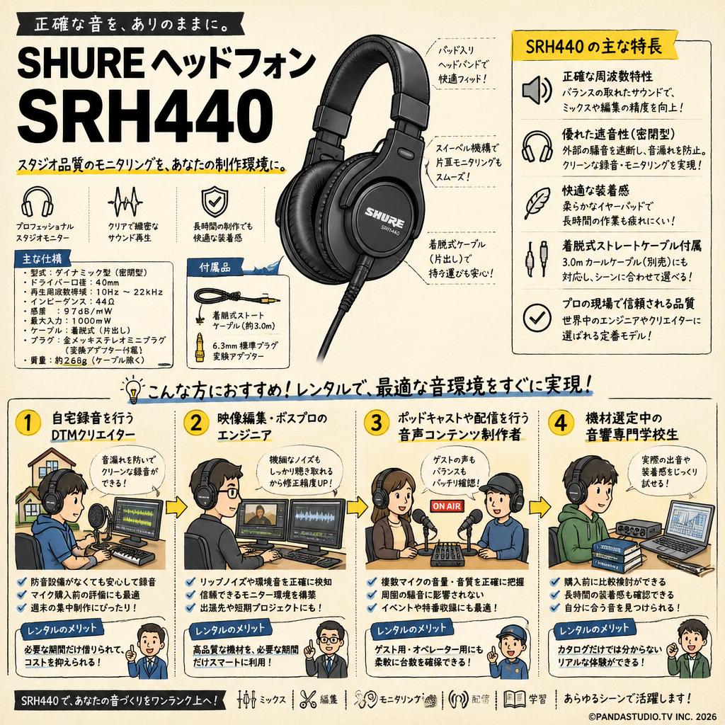 SHURE ヘッドフォン SRH440 おもな対象のお客様