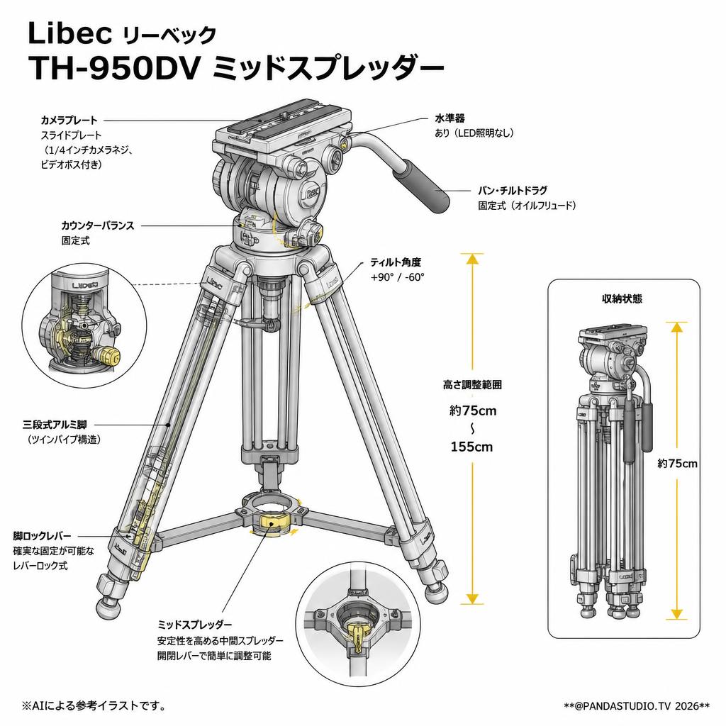 Libec リーベック TH-950DV ミッドスプレッダー スペック