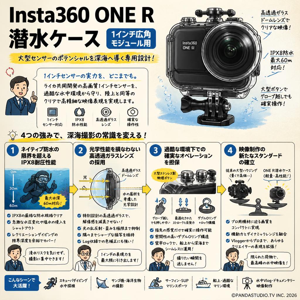 Insta360 ONE R 潜水ケース 1インチ広角モジュール用 概要