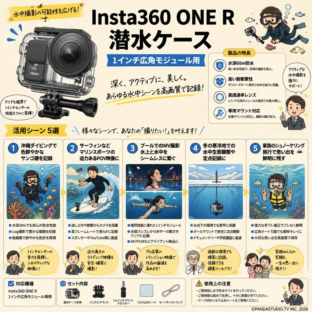 Insta360 ONE R 潜水ケース 1インチ広角モジュール用 用途