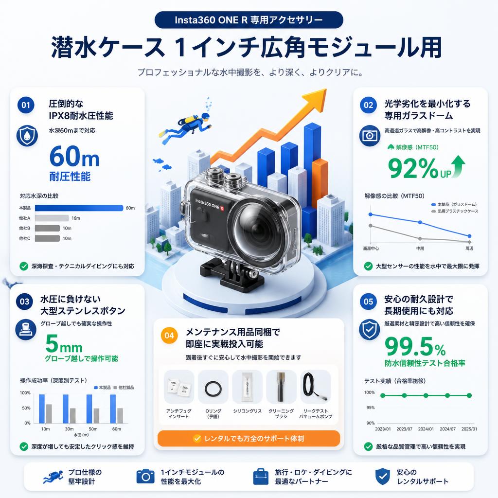 Insta360 ONE R 潜水ケース 1インチ広角モジュール用 セールスポイント