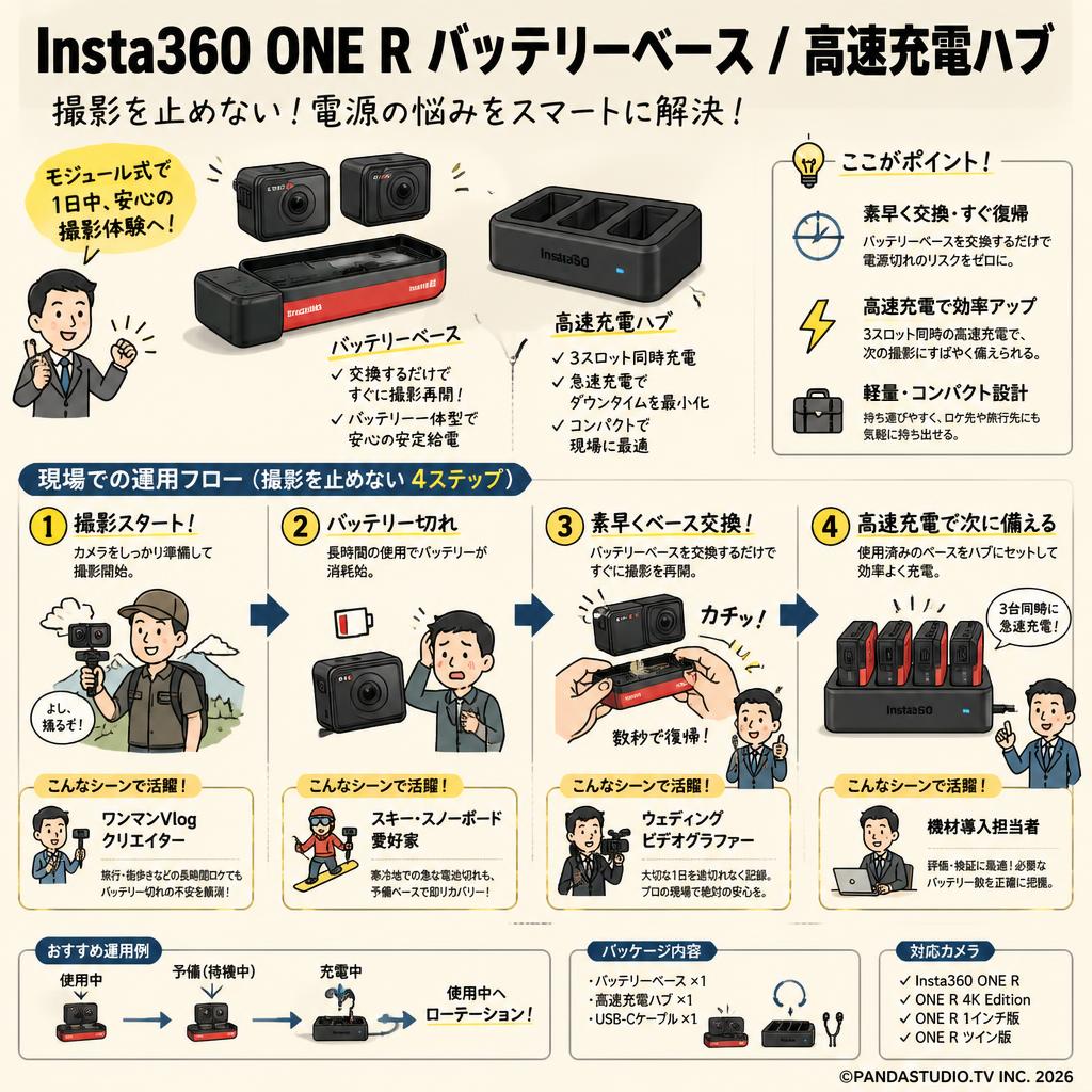 Insta360 ONE R バッテリーベース / 高速充電ハブ おもな対象のお客様