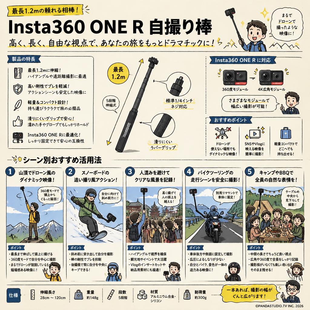 Insta360 ONE R 自撮り棒 用途