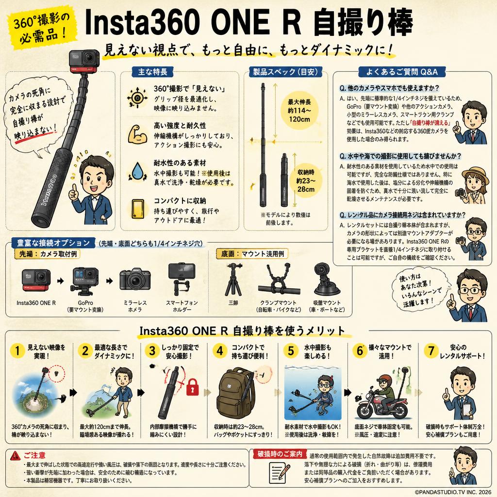 Insta360 ONE R 自撮り棒 FAQ（よくある質問と答え）