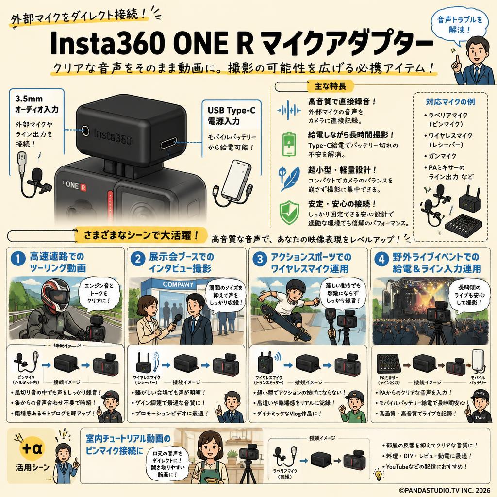Insta360 ONE R マイクアダプター 用途