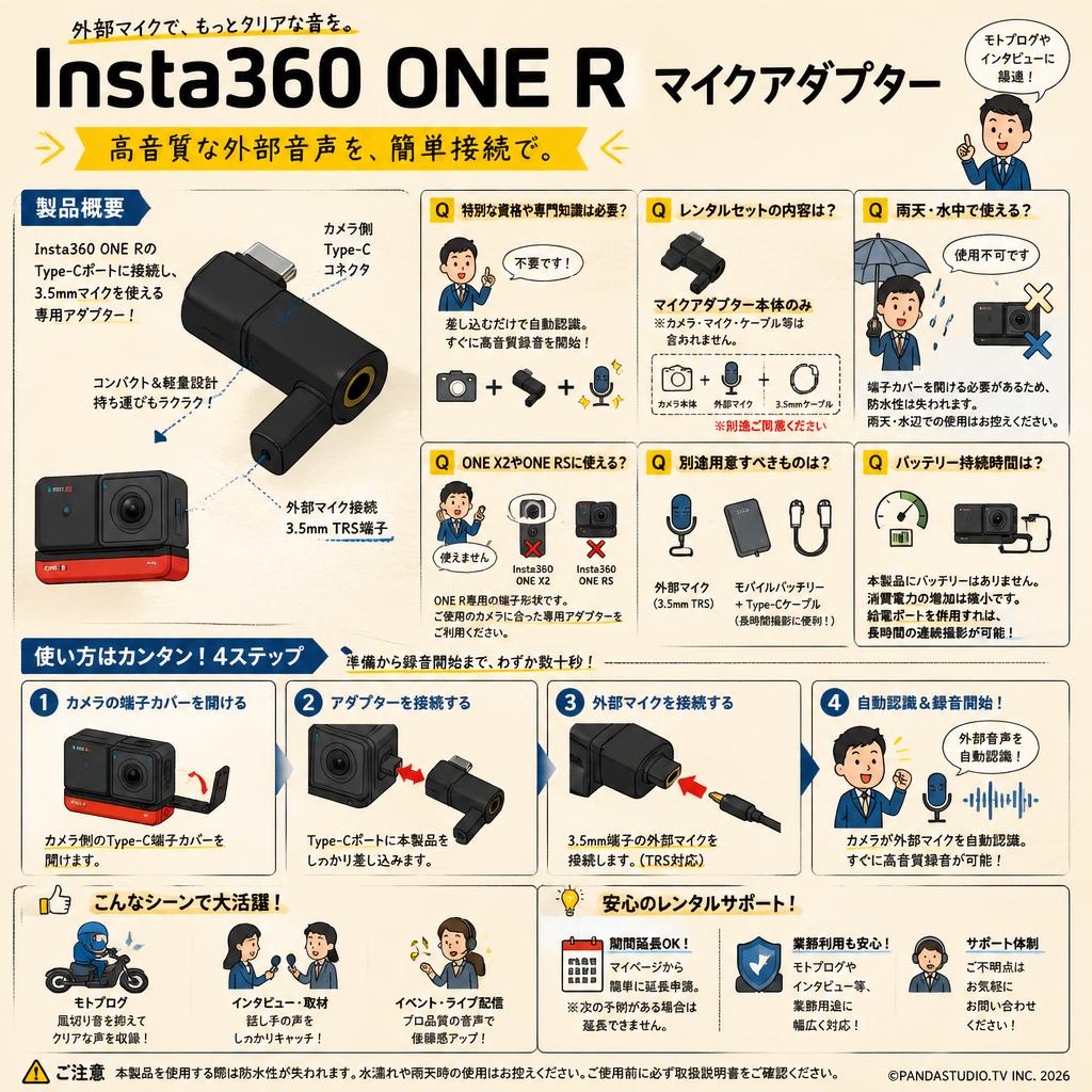 Insta360 ONE R マイクアダプター FAQ（よくある質問と答え）