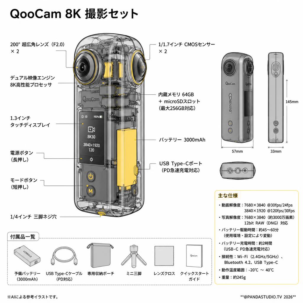 QooCam 8K 撮影セット スペック