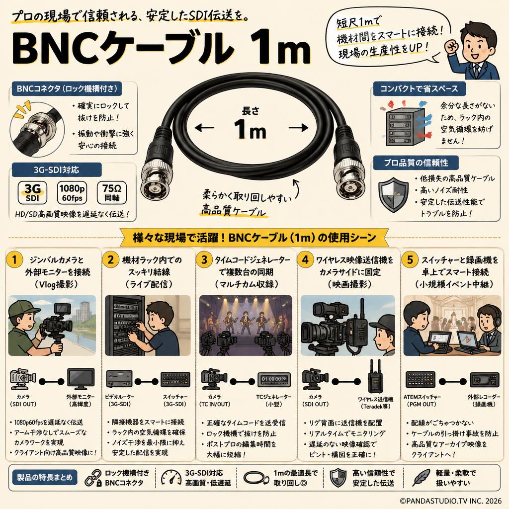 BNCケーブル 1m 用途