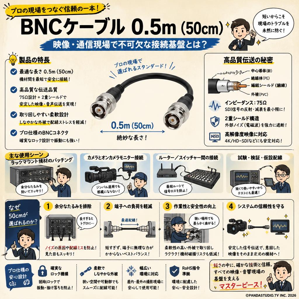 BNCケーブル 0.5m （50cm） 概要