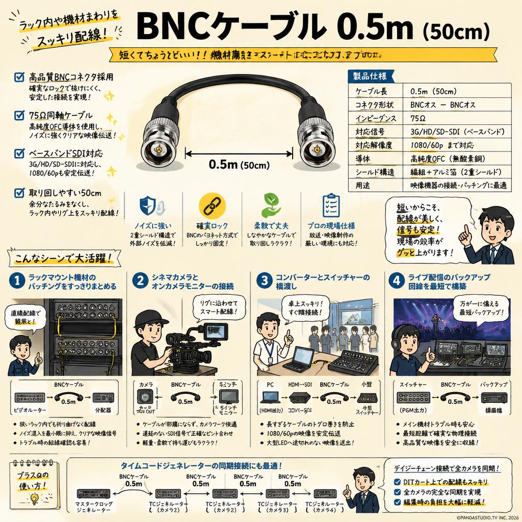 BNCケーブル 0.5m （50cm） 用途