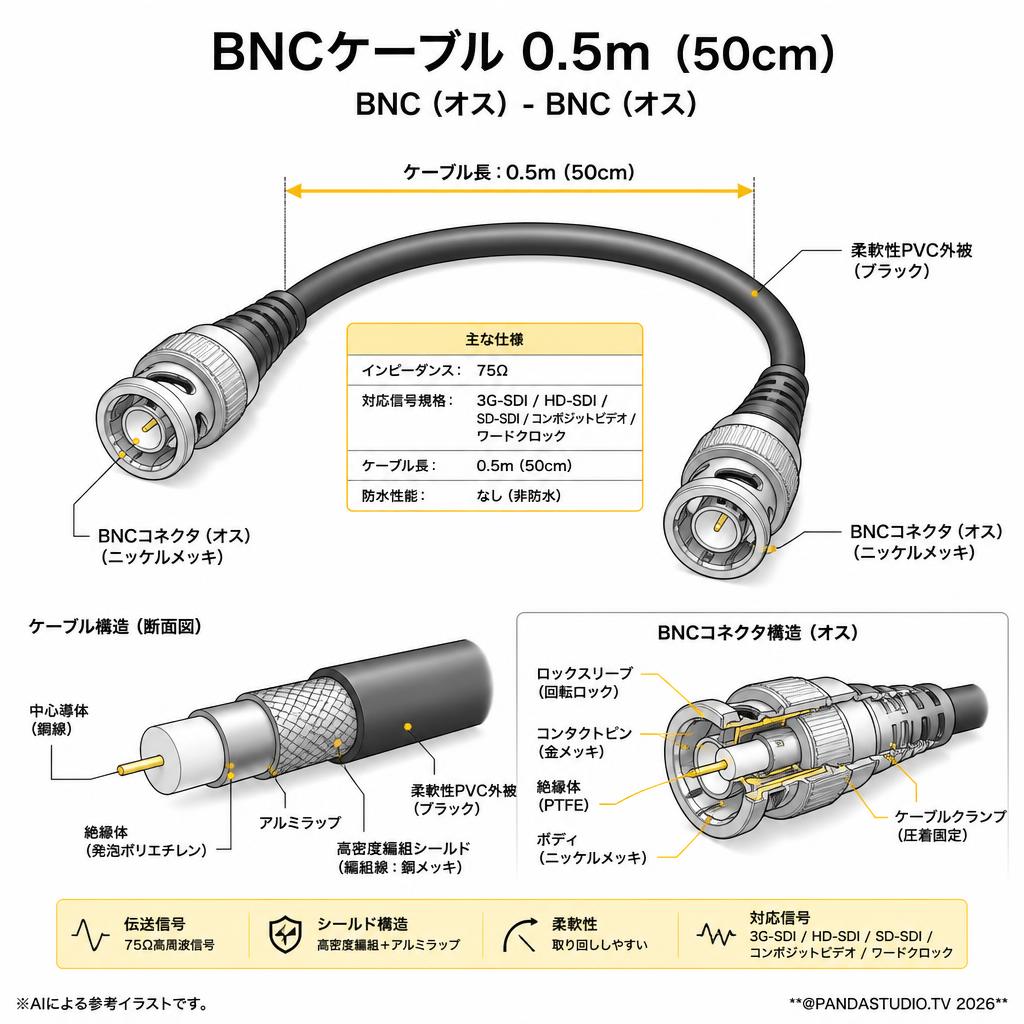 BNCケーブル 0.5m （50cm） スペック