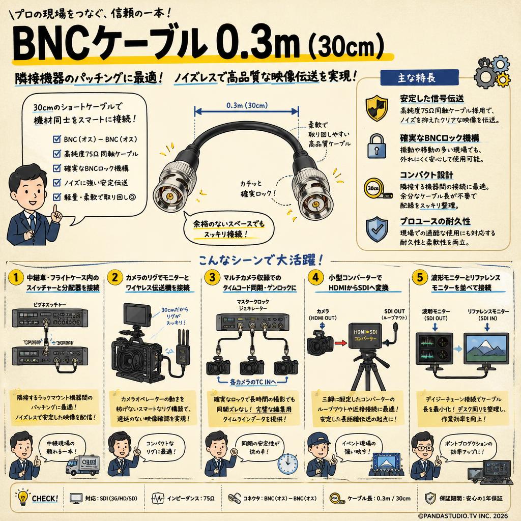 BNCケーブル 0.3m （30cm） 用途