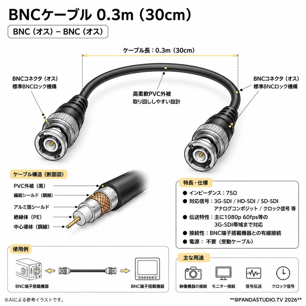 BNCケーブル 0.3m （30cm） スペック
