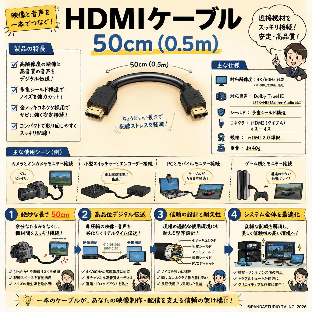 HDMIケーブル 50cm(0.5m) 概要